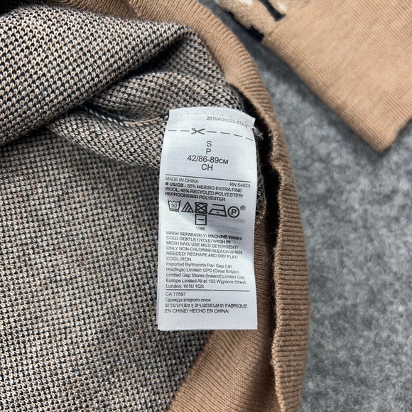 Banana Republic Sweater Womens Small Leopard‎ Merino Wool Blend V Neck Pullover - Picture 9 of 11